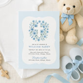 Blaue Taufe mit kurvigem Rahmen-Design einladen Einladung