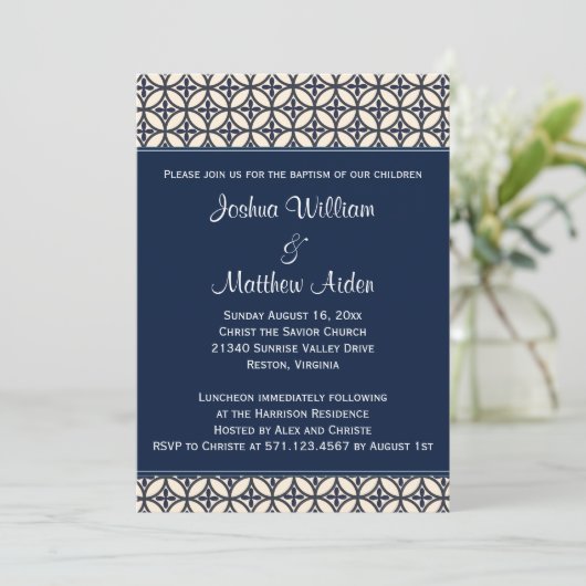 Blaue Taufe zum Weihnachten Einladung (Stehend Vorderseite)