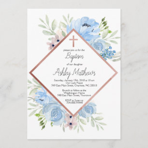 blaue Taufeeinladung des Jungen, erste Kommunion Einladung