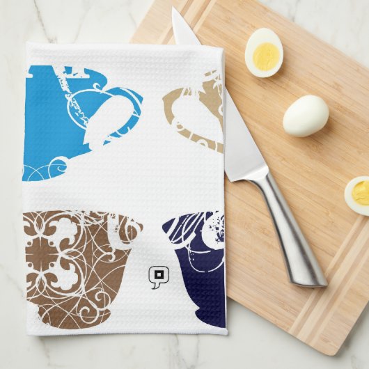 blaue Teacups Handtuch (Viertel Falte)