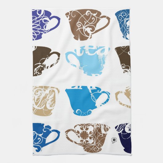 blaue Teacups Handtuch (Vertikal)