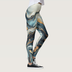 Blaue Teal-Gold-Achat Moderne Eleganz Hochzeit Leggings