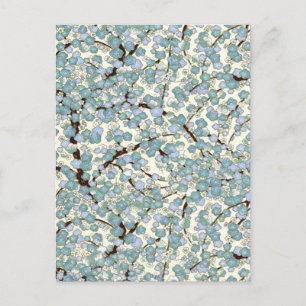 Blaue Teal Sakura Feine Vintage Japanische Blumen Postkarte