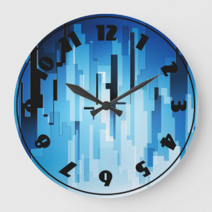 Blaue Tech-Kunstuhr Große Wanduhr
