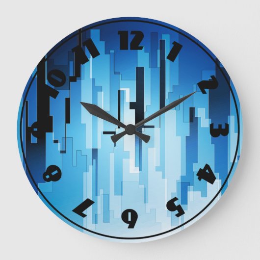 Blaue Tech-Kunstuhr Große Wanduhr (Vorderseite)