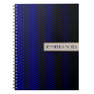 Blaue Techno-Punkte Elegant Schwarz Notizblock