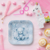 Blaue Teddy-Bärenpapierplatte Pappteller (Party)