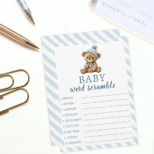 Blaue Teddybär-Baby-Party-Eltern-Ratschlag-Karten Hinweiskarte
