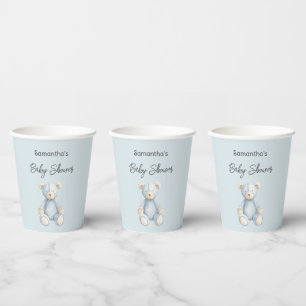Blaue Teddybär-Baby-Party Pappbecher