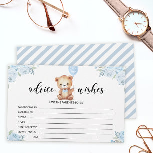 Blaue Teddybär-Baby-Party Rat Wünsche Karte
