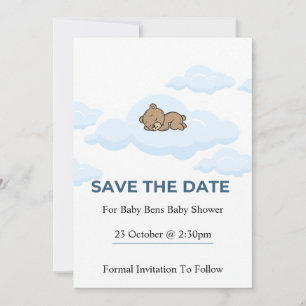 Blaue Teddybär-Baby-Party Save-the-Date-Karte Einladung