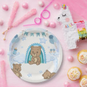 Blaue Teddybär-Baby-Partyplatte Pappteller (Party)