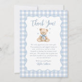 Blaue Teddybär-Baby-Shower-Dankeskarten (Vorderseite)