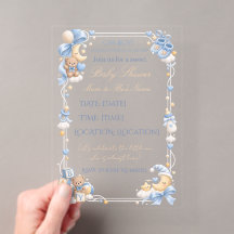 Blaue Teddybär-Baby-Shower-Einladung