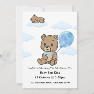 Blaue Teddybär-Baby-Shower-Einladung  Einladung