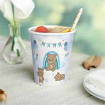 Blaue Teddybär-Baby-Shower-Tassen