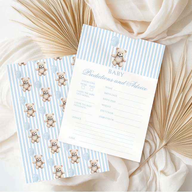Blaue Teddybär-Baby-Shower-Vorhersagen und -Ratsch (Von Creator hochgeladen)