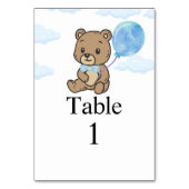 Blaue Teddybär-Babyparty Tischnummer (Rückseite)