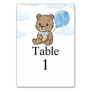 Blaue Teddybär-Babyparty Tischnummer