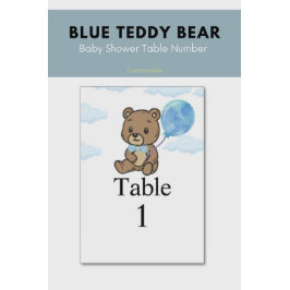 Blaue Teddybär-Babyparty  Tischnummer