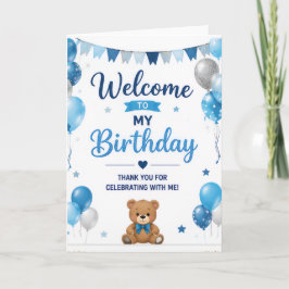 Blaue Teddybär Geburtstags-Willkommenskarte für Ki Dankeskarte