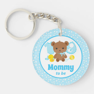 Blaue Teddybär-Kleidung Baby Shower Mommy to Be Schlüsselanhänger