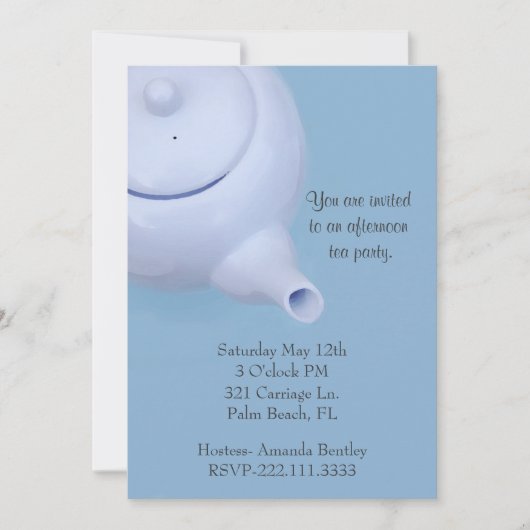Blaue Tee-Party Einladung (Vorderseite)