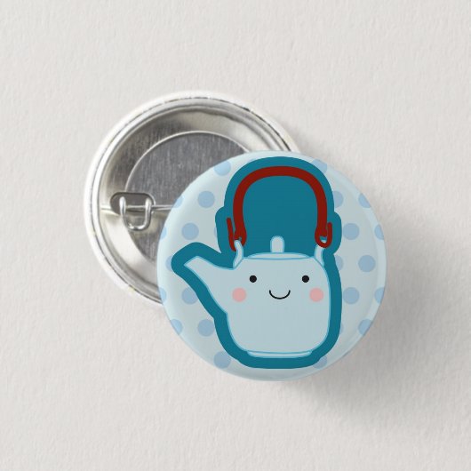 Blaue Teekanne Button (Vorne & Hinten)