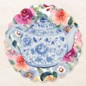 Blaue Teekannenblumen Untersetzer (Vorderseite)