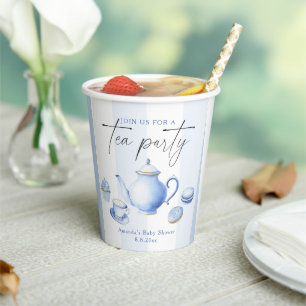 Blaue Teeparty-Baby-Party Pappbecher