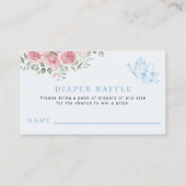 Blaue Teeparty-Baby-Shower-Windel-Raffle-Ticket Begleitkarte (Vorderseite)