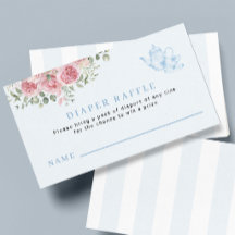 Blaue Teeparty-Baby-Shower-Windel-Raffle-Ticket
