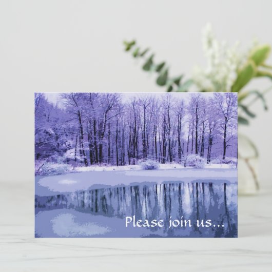 Blaue Teich-Winter-Sonnenwende-Party Einladung (Stehend Vorderseite)