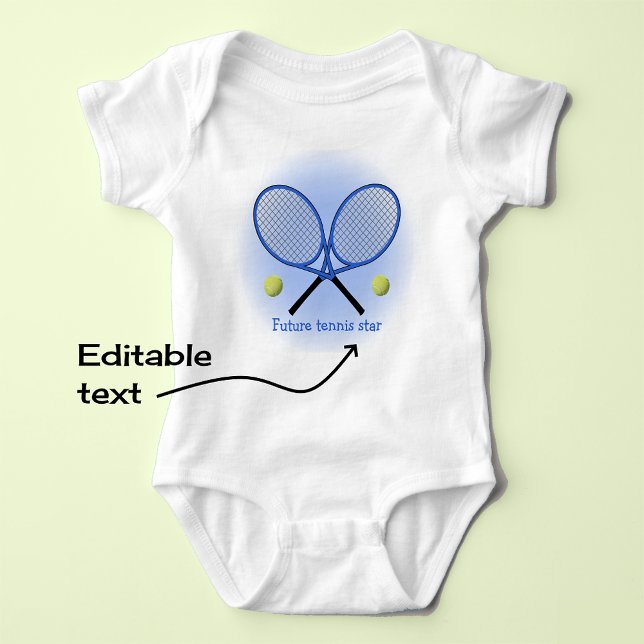 Blaue Tennissterne mit Namen oder Text Baby Strampler (Von Creator hochgeladen)