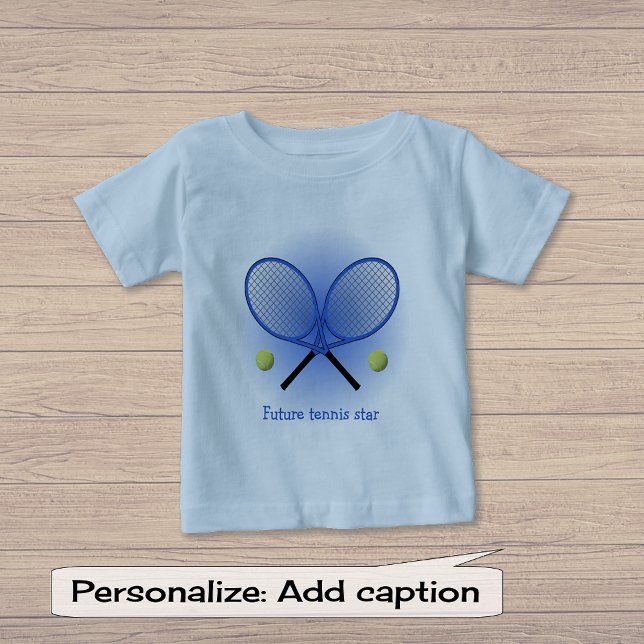 Blaue Tennissterne mit Namen oder Text Baby T-shirt (Von Creator hochgeladen)