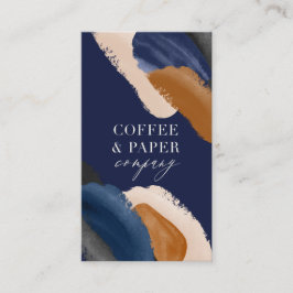 Blaue Terracotta abstrakte Aquarell Modernes Logo  Visitenkarte