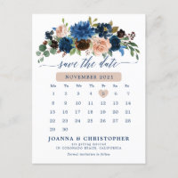 Blaue Terracotta-Rose Botanisch Save the Date