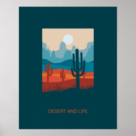 Blaue Terracotta-Wüste und Kakteen-Poster Poster (Vorne)