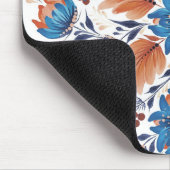 Blaue & Terrakotta-Blumen-Volks kunst-Mauspad Mousepad (Ecke)