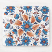 Blaue & Terrakotta-Blumen-Volks kunst-Mauspad Mousepad (Vorne)