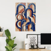 Blaue Terrakotta-Bogen-Muster Poster (Heimbüro)