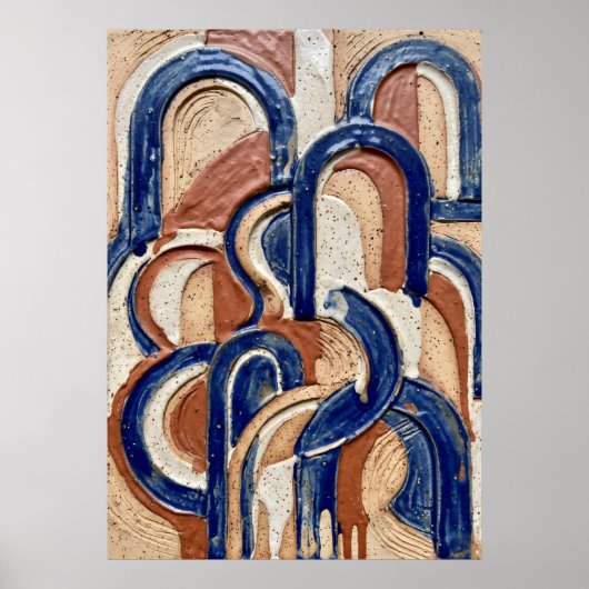 Blaue Terrakotta-Bogen-Muster Poster (Vorne)