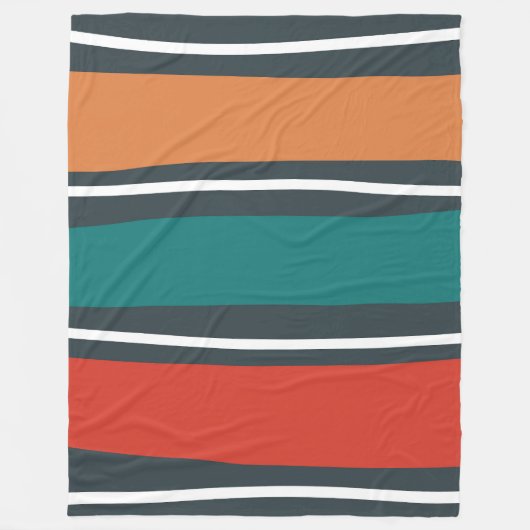 Blaue Terrakotta-Rot-Retrowellen Fleecedecke (Vorderseite)