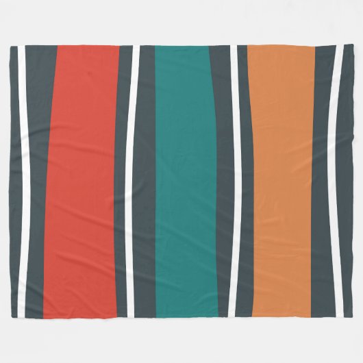 Blaue Terrakotta-Rot-Retrowellen Fleecedecke (Vorderseite (Horizontal))