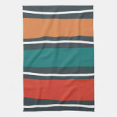 Blaue Terrakotta-Rot-Retrowellen Geschirrtuch (Vertikal)