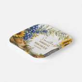 Blaue Texas-Sonnenblumen-Boho-Hochzeitsdusche Pappteller (Gewinkelt)