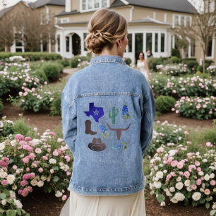 Blaue Texasflaggen-Blumen  Jeansjacke
