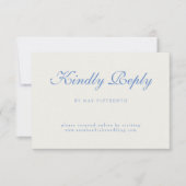 Blaue Text Creme Hochzeit RSVP Karte (Vorderseite)