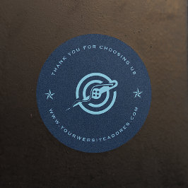 Blaue Textur aus denim Stoff individuelle Typograf Runder Aufkleber