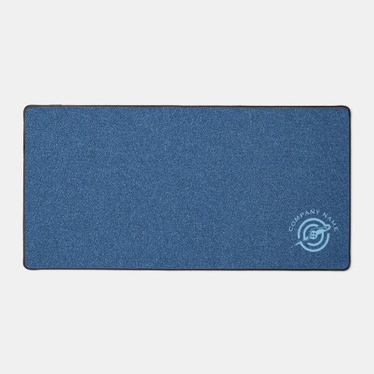 Blaue Textur aus denim Stoff Sondertypografie Schreibtischunterlage (Vorderseite)